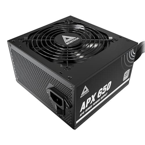 Image of MONTECH APX 650W Non-Modular Power Supply, 80 Plus, Intel ATX12V-DC to DC Converter Technology, Flat Cable Design to Improve Thermal Efficiency, 120mm Fan, Warranty
