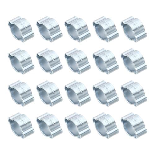 Image of PATIKIL 20 Pack 7-9mm Double Ear Hose Clamp, Galvanized Steel O Clip Crimp Rings for Fuel Petrol Pipe Tube Fitting Connections, Silver Tone