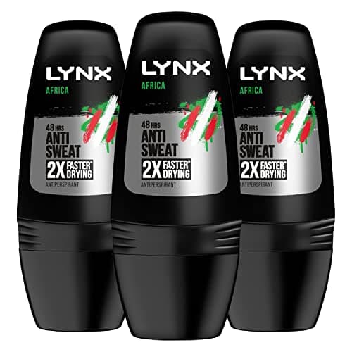 Image of Lynx Africa 48H AntiSweat Faster Drying Anti Perspirant Roll-On With Mandarin & Sandalwood Fragrance, 3 Pack - 100 ml