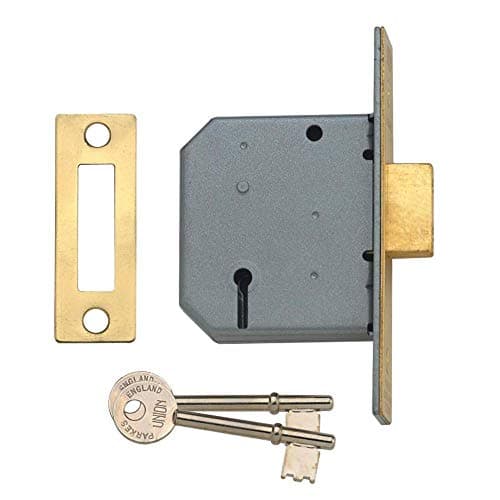 Image of Union Locks 2177 3 Lever Mortice Deadlock 65mm - Polished Brass (Visi Pack)