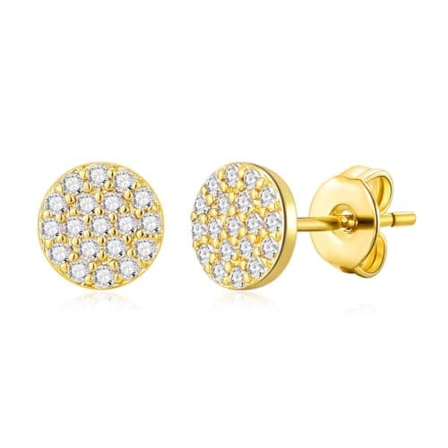 Image of Philip Jones 18k Gold Plated Pave Round Earrings Created with Zircondia® Crystals