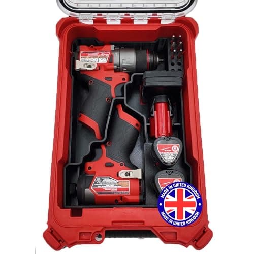 Image of Milwaukee Packout Compatible Liner Organiser for Packout Compact Box (48-22-8435) – Precision Rigid Insert for M12 FUEL Drill Driver Organizer (Insert Only, Tools & Box Not Included)
