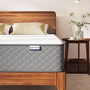 Image of MOLPHIT 10 Inch Single Mattress, 7-Zone Hybrid Single Bed Mattresses, Memory Foam Mattress with Pocket Sprung with Medium Firm for Body Support & Pressure Relief - 90x190x25cm