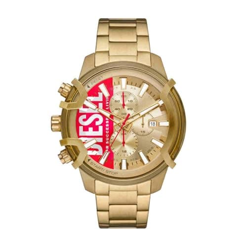 Image of Diesel Watch for Men Griffed, Chronograph Movement, 48 mm Gold Stainless Steel Case with a Stainless Steel Strap, DZ4595