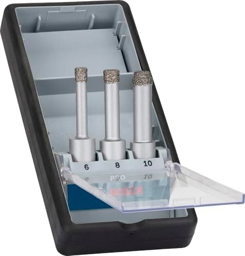 Image of Bosch 3x PRO Ceramic Easy Dry Diamond Drill Bit Set for Cylindrical Shank and Rotary Drill/Drivers (for Tiles, Hard tiles, Ø 6-10 mm, Professional Accessory Rotary Drill/Drivers)