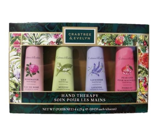 Image of Crabtree & Evelyn | Hand Therapy 4-Pack (0.9 oz Each) Lily, Lavender, Pomegranate, Pear & Pink Magnolia and Rosewater