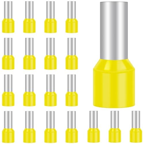Image of 50Pcs Ferrules 25.0mm², Hanibos Insulated Bootlace Ferrule Wire Terminal Ferrules Crimp Connector Yellow Cord Pin End Terminals Crimp Ferrules Wire Connector E25-16