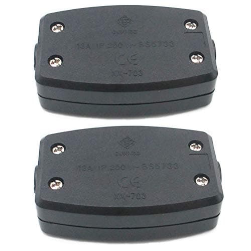 Image of 2 Pack 3-Terminal Electrical Junction Box, Flex Connector for Outdoor Lighting, Power and Automotive Wiring, 13A 250V