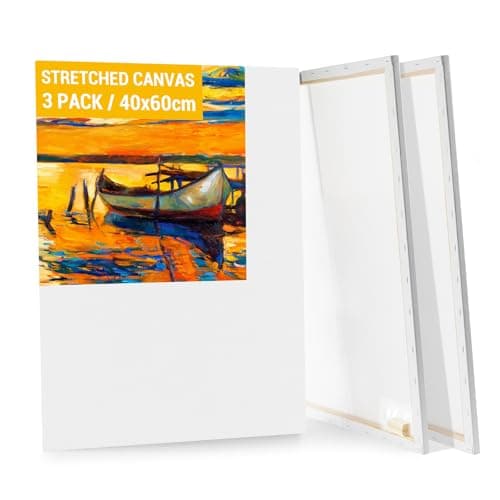 Image of Koncci 3-Pack Canvas for Painting, 40x60cm Blank Large Canvas, Acid-Free Cotton 280GSM Triple Primed A2 Painting Canvases for Acrylic, Oil Paint & Wet Art Media Artwork