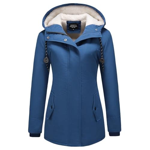 Image of MODFUL Women's Sherpa Lined Parka Jacket Warm Winter Coat Hooded Thick Outerwear (Navy Blue, M)