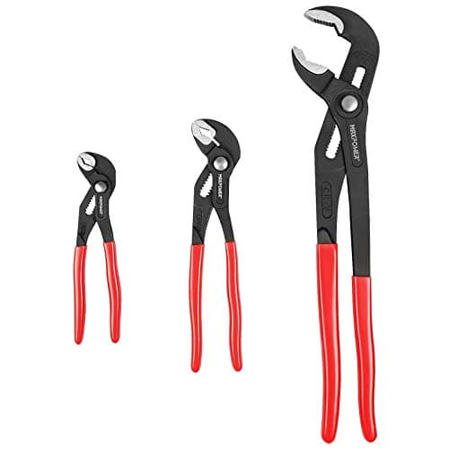 Image of MAXPOWER 3-Piece Groove Joint Pliers Set (415mm, 240mm, 175mm), Quick-Adjustable Water Pump Pliers,Cr-V V-Jaw Tongue and Groove Pliers for Home Repair & Plumbing