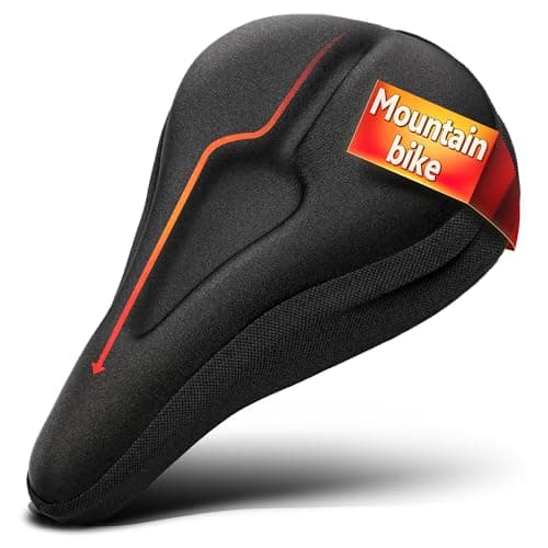 Image of RIXOW Gel Saddle Cover Bicycle Saddle Cover Gel Cover for Road Bike Saddles Mountain Bike Saddle Protector for Bicycle Seat, Black