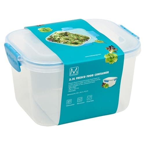 Image of URBN-CHEF Food Plastic Storage Container Airtight Seal Clip & Lock Lid Dishwasher Safe (6, 2.3L Blue)