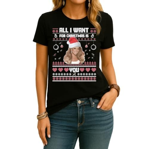 Image of Mariah Carey - All I Want for Christmas is You | Ugly Christmas Women's T-Shirt, black, 3XL