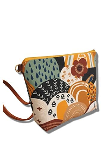 Image of Japanese style Shoulder Zipper Crossbody Bag Shoulder bag, Handmade with Hill pattern and Adjustable strap
