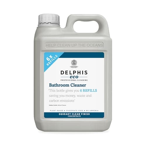 Image of Delphis Eco Bathroom Cleaner - Plant-based, Vegan Bathroom Cleaning Spray, Free from Fragrances, Chlorine and Phosphates, EU Ecolabel Accredited, 2 Litres, White