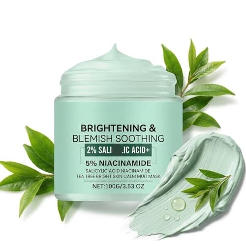 Image of Tea Tree Face Mask, Clay Mask for Face, Deep Pore Cleansing Facial Mask with Green Tea Extract, Purifying and Moisturizing Face Masks Skincare, Pore Minimizer Mud Mask for All Skin Types, 100g