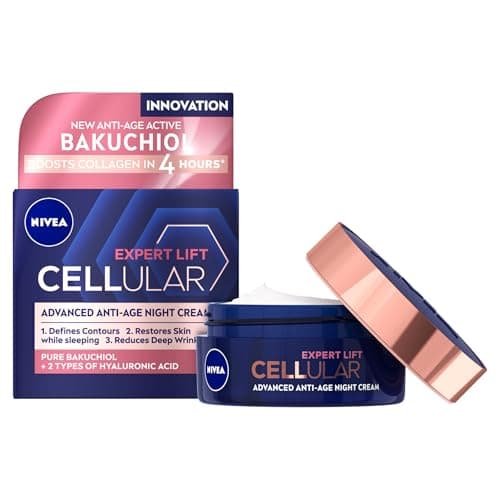 Image of NIVEA Cellular Expert Lift Anti-Age Night Cream (50ml), Anti-Wrinkle Night Cream with Pure Bakuchiol, Night Face Cream Containing Hyaluronic Acid, Night Cream for Women