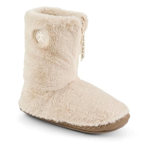 Image of Bedroom Athletics Womens Monroe Faux Fur Slipper Boot Soft Warm Zip Fastening Memory Foam Durable Machine Washable - Cream/Moonrock - UK 7/8
