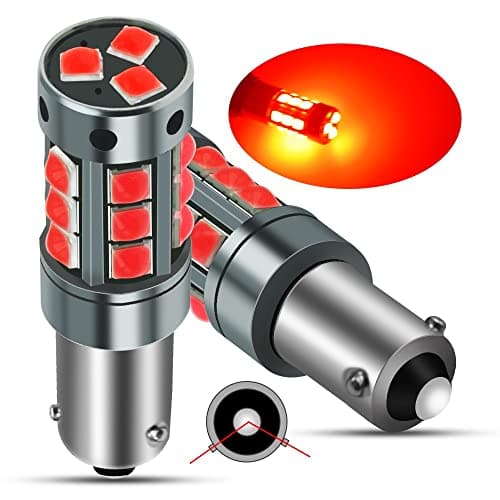 Image of YEORO 2pcs AC/DC 9-36V BA9S LED Bulbs White,600LM BA9 BA9S 53 57 1895 64111LED Car Ligh Bulbs Super Bright 3030 18-SMD Chips for Car Interior Dome Map License Plate Glove Box Light. (H21W/BAY9S, Red)