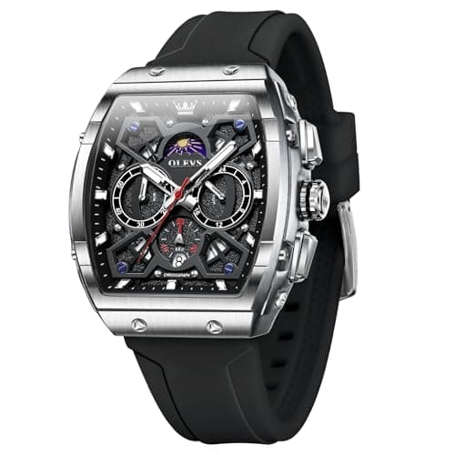 Image of OLEVS Mens Watches Chronograph Calendar Waterproof Luminous Multifunction Watches for Men Business Quartz Silicone Men Wrist Watch