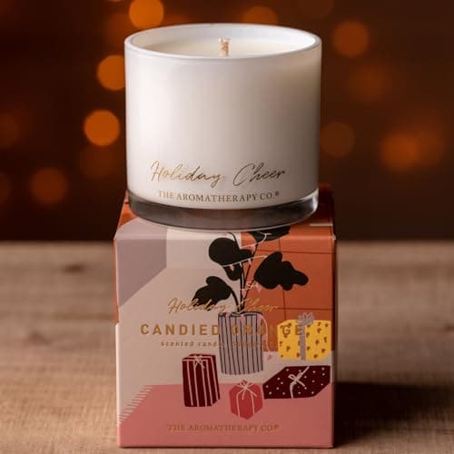 Image of The Aromatherapy Co. - Holiday Cheer - 100g Candle - Candied Orange/Sweet & Citrus Scent - Gifting Boxed & Ready for Christmas Present/Xmas Home Decor - 20 Hour Burn Time.