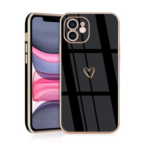 Image of JRIANY for iPhone 11 Case, Protective Flexible Silicone Case with Cute Design Love Heart Pattern Shockproof Bumper Cover Compatible with Apple iPhone 11 - Black