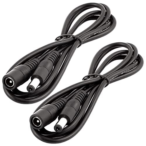 Image of LitaElek 2pcs 1m 3.3ft 22AWG DC 0-36V Extension Cable with 5.5mm x 2.1mm DC Plug Adapter - Male to Female Power Cord for Car Monitor, CCTV Wireless IP Camera, LED Strip Light, etc., Black
