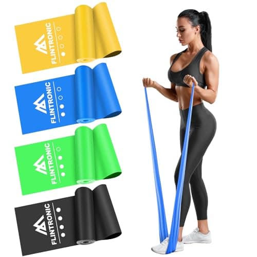 Image of Flintronic 4 Pack Resistance Bands Set, TPE Elastic Bands with 4 Resistance Levels, 1.5M Workout Bands for Women and Men Strength Training, Yoga, Pilates