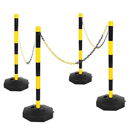 Image of 4 Plastic Chain Safety Barrier Posts & 10m Plastic Chain Kit (Yellow & Black)