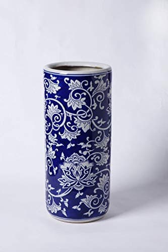 Image of Home Gift 18" Porcelain Umbrella Stand, Vintage Blue and White Floral Design