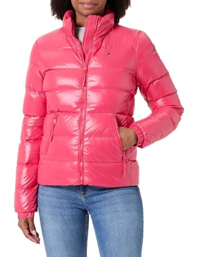 Image of Tommy Jeans Women's TJW SLIM ZIP PRINT DOWN JACKET DW0DW21618, Red, XXS