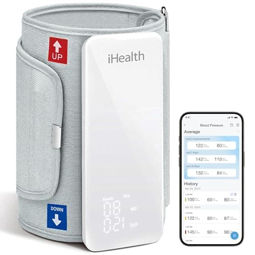 Image of iHealth Neo Smart Arm Blood Pressure Monitor with Display with Wide Range Cuff That fits Standard to Large Adult Arms, Bluetooth Compatible for Apple & Android Devices