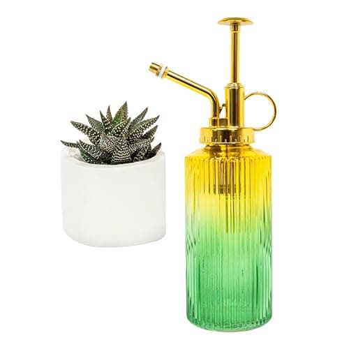 Image of Useful Co. Yellow & Green Glass Plant Mister for inside, Mister for Plants, Plant Sprayer Mister, Decorative Plant Mister Spray Bottle with Adjustable Nozzle for indoor plants (230ml/ 7.8oz)