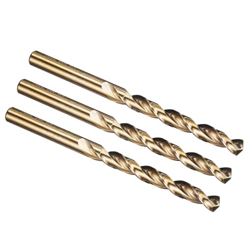 Image of PATIKIL 8mm Drill Bit, M42 8% Cobalt High-Speed Steel Jobber Straight Shank 135° Gold Finish for Hard Metal High-temperature Titanium Alloy - 3 Pack