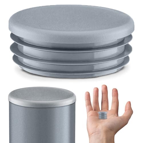 Image of EMFA Lamellar Plugs, Round, 22 mm, Grey, Pack of 100, Round End Cap, Steel Tube, 22 mm, Plastic Plugs for Round Pipes, Pipe End Caps, Plastic Caps for Pipes, Pipe End Caps, 2.2 cm