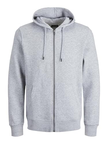 Image of JACK&JONES PLUS Men's Jjebradley Sweat Zip Hood Noos Pls Sweatshirt Jacket, Light Grey Mix, 4XL