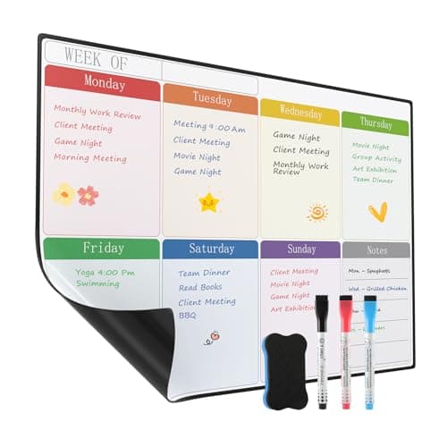 Image of KTRIO Weekly Planner Whiteboard A4 Chore Chart Magnetic Whiteboard for Fridge Calendar Week Plan Weekly Wall Planner Reminder Board for Meal Planning or Shopping
