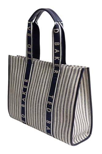 Image of Ted Baker Hayllee Striped Canvas Large Icon Bag Navy, navy, One Size