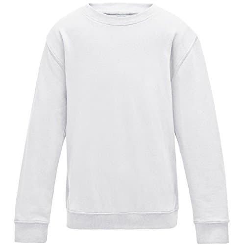 Image of AWDis Just Hoods Childrens/Kids Plain Crew Neck Sweatshirt (12-13 Years) (Arctic White)