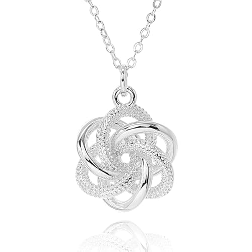 Image of equilibrium Love Knots Collection Silver Plated Necklace, Interlocking Knot Design Pendant, Height: 1.7 x Width: 1.4 x Depth: 0.6 in cm
