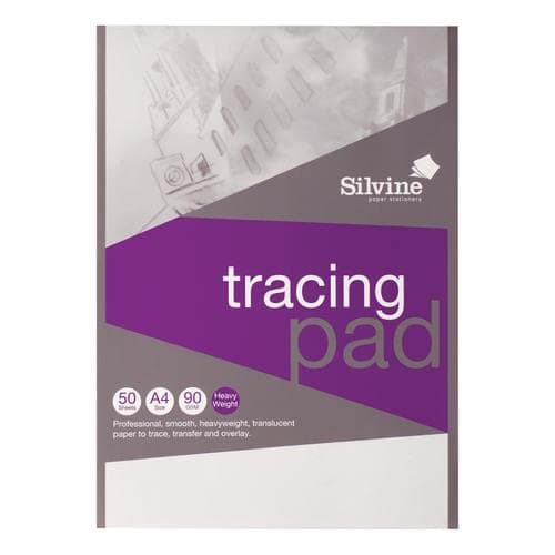 Image of 3 X Silvine Professional Tracing Pad Acid Free Paper 90gsm 50 Sheets A4