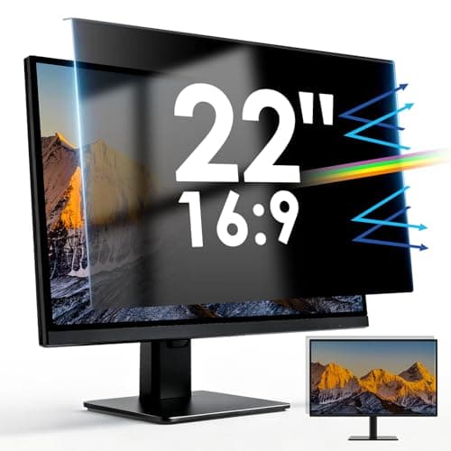Image of LAMA 22 Inch Removable Hanging Computer Privacy Screen Filter, 16:9 Universal Easy Installation Widescreen Monitor Protector, WxH: 490 x 317mm, Anti-Blue Light, Anti-Glare, Anti-UV