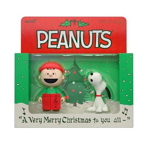 Image of Super7 Peanuts Reaction Figures - Pack of 2 Charlie Brown and Snoopy (Caroling) Action Figure