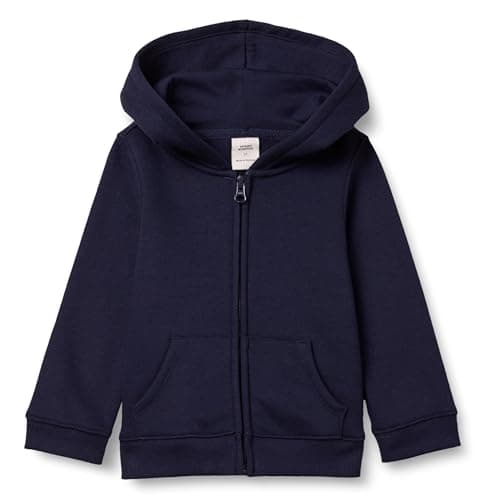 Image of Amazon Essentials Girls' Fleece Zip-Up Hoodie Sweatshirt, Navy, 6-7 Years