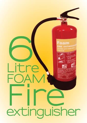 Image of 6 Litre Foam Fire extinguishers. British Standard Kitemarked and CE with ID Signs. Ideal for Homes Kitchen Workplace Offices Warehouses WORKSHOPS GARAGES Hotels Restaurants