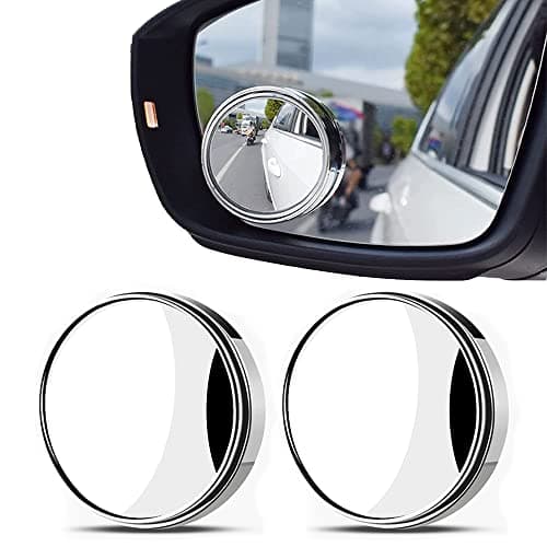 Image of 2 Pcs Blind Spot Mirrors, 360° Rotate Sway Silver Round Curved Convex Wide Angle Mirror, Waterproof HD Crystal Glass Blindspot Mirrors for Car, SUV Trucks Traffic Safety