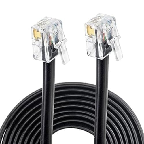 Image of High Speed RJ11 to RJ11 ADSL Cable, 2m Ethernet Extension Lead for Wifi Router, Internet Lead, Modem Cable for Broadband Port, 4 Pin Long Wire, Internet Landline for Router, Modem, Phone Socket