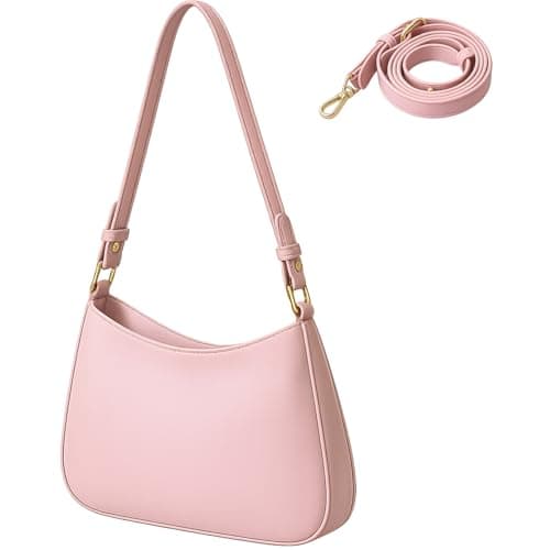 Image of GWAWG Leather Bag for Woman,Shoulder Bag Y2K Clutch Purse for Women With 2 Adjustable Strap,Crossbody Bags,Leathers Women's Hobo Bags,Crescent Hobo Handbag,Underarm Purse (pink)