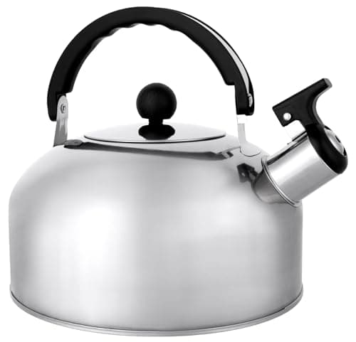 Image of Pendeford Housewares 2L Stainless Steel Whistling Stovetop Kettle | Gas & Electric | Lightweight for Home & Camping | Loud Whistle, Cool-Touch Handle, Easy-Pour Spout